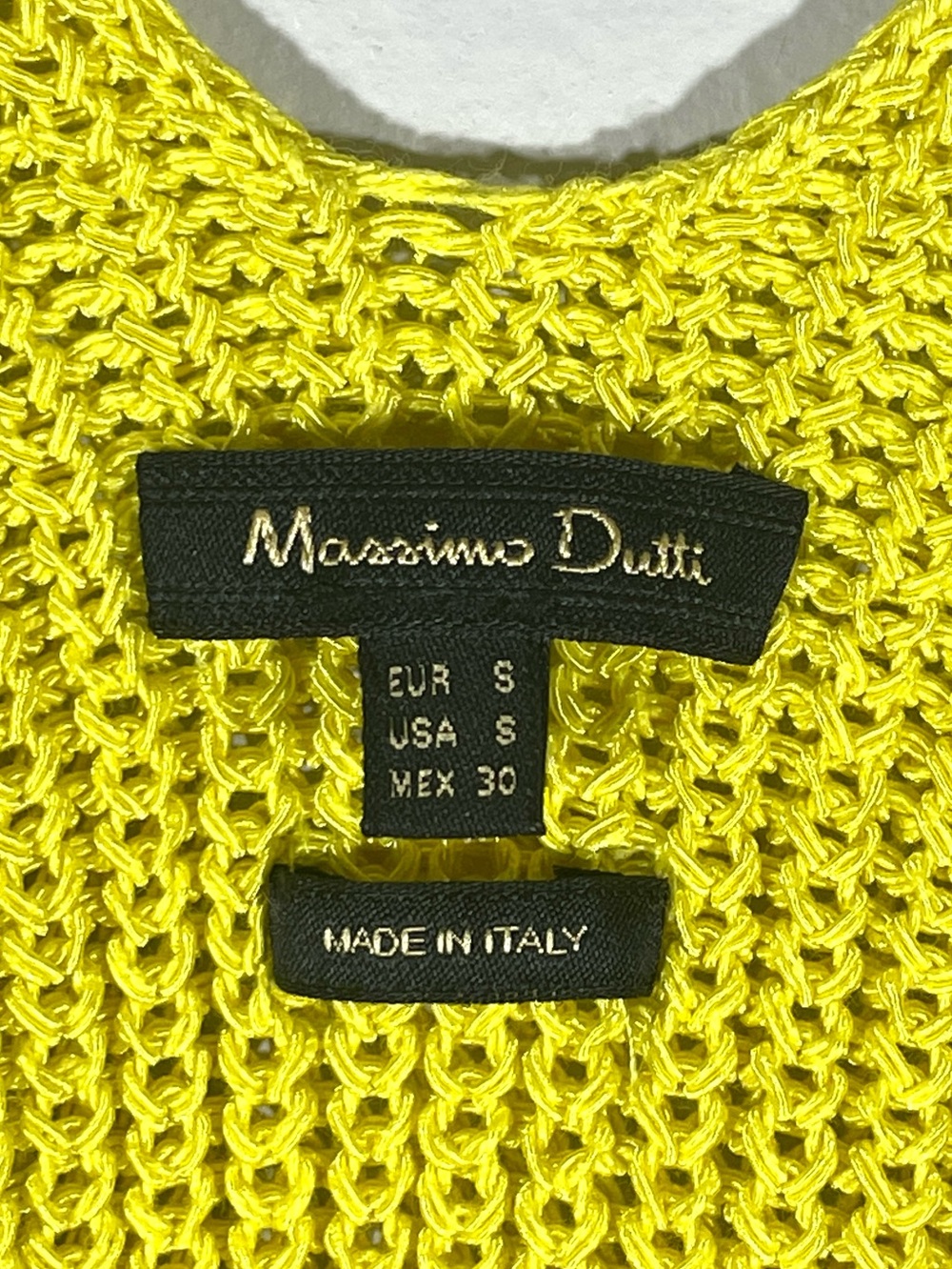 Massimo Dutti Yellow Open Knit Racerback Tank Top Made in Italy coastal festival - Picture 3 of 3
